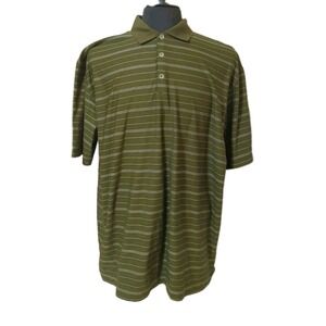 Nike Golf Fit Dry Green Horizontal Stripe Polo Shirt Men's XL Short Sleeve